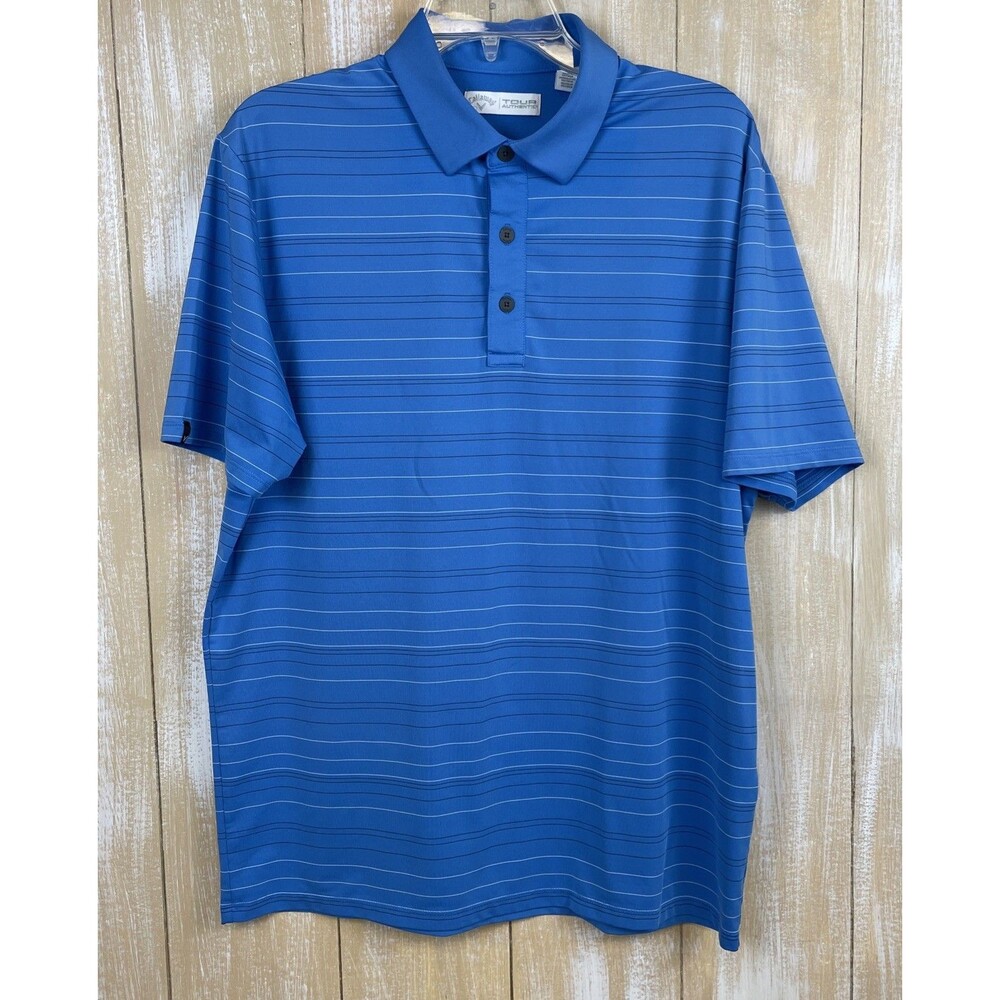 Callaway Tour Authentic Men’s Golf Polo Shirt Size M Blue Striped